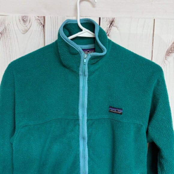 Vintage Patagonia Full-Zip Fleece Jacket Women’s 10 Teal Green Made in USA EUC - Picture 2 of 9